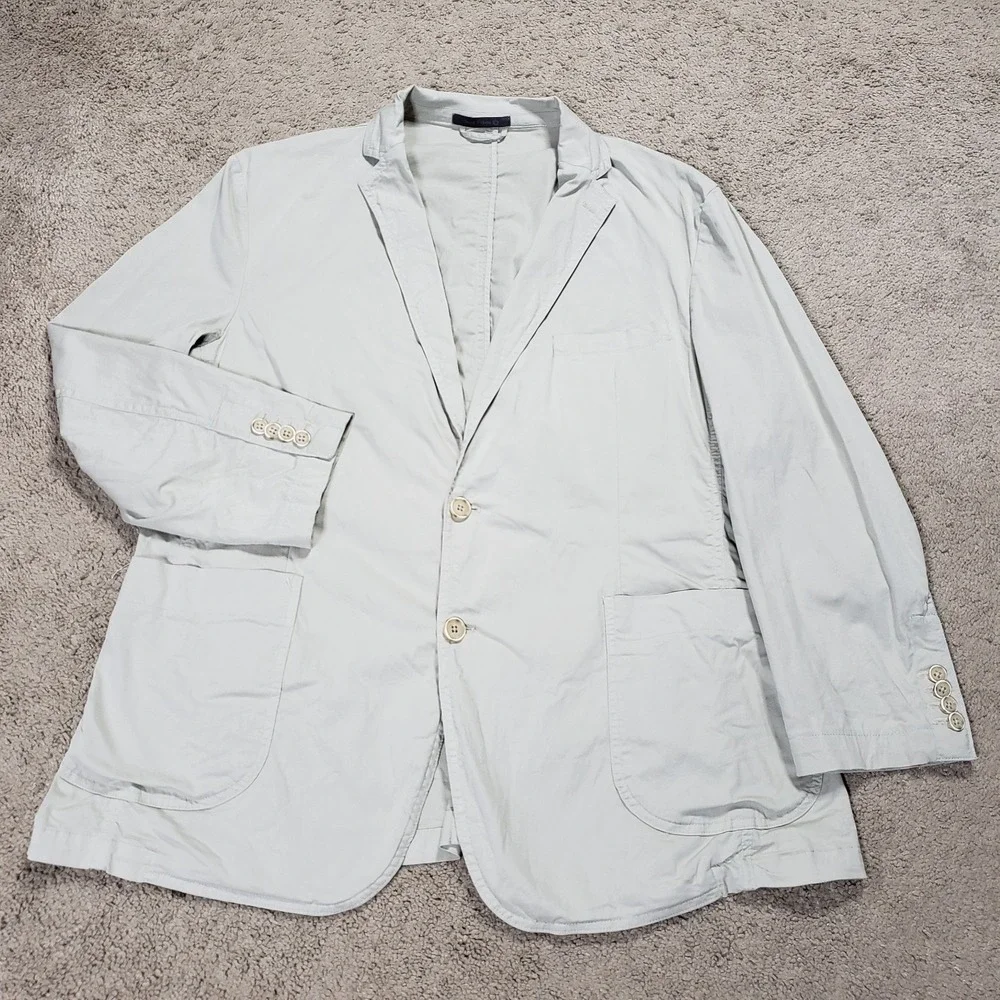 C-LAB NYC Mens 46L Blazer Garment Dyed Stretch Cotton Unlined Beige Lightweight